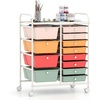 image:imageGiantex 10Drawer Rolling Storage Cart wWheels Handle Removable Drawers Mobile Organizer Storage Unit Trolley Utility Cart for Home Kitchen Living Room Office Play Room Green GradientMacaron Multicolor