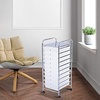 image:imageGiantex 10Drawer Rolling Storage Cart wWheels Handle Removable Drawers Mobile Organizer Storage Unit Trolley Utility Cart for Home Kitchen Living Room Office Play Room Green GradientClear