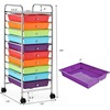 image:imageGiantex 10Drawer Rolling Storage Cart wWheels Handle Removable Drawers Mobile Organizer Storage Unit Trolley Utility Cart for Home Kitchen Living Room Office Play Room Green GradientRedOrangeGreenBluePurple
