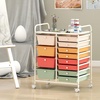 image:imageGiantex 10Drawer Rolling Storage Cart wWheels Handle Removable Drawers Mobile Organizer Storage Unit Trolley Utility Cart for Home Kitchen Living Room Office Play Room Green GradientMacaron Multicolor