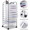 image:imageGiantex 10Drawer Rolling Storage Cart wWheels Handle Removable Drawers Mobile Organizer Storage Unit Trolley Utility Cart for Home Kitchen Living Room Office Play Room Green GradientClear