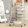 image:imageGiantex 10Drawer Rolling Storage Cart wWheels Handle Removable Drawers Mobile Organizer Storage Unit Trolley Utility Cart for Home Kitchen Living Room Office Play Room Green GradientClear