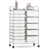 image:imageGiantex 10Drawer Rolling Storage Cart wWheels Handle Removable Drawers Mobile Organizer Storage Unit Trolley Utility Cart for Home Kitchen Living Room Office Play Room Green GradientIvory