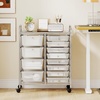 image:imageGiantex 10Drawer Rolling Storage Cart wWheels Handle Removable Drawers Mobile Organizer Storage Unit Trolley Utility Cart for Home Kitchen Living Room Office Play Room Green GradientClear
