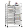 image:imageGiantex 10Drawer Rolling Storage Cart wWheels Handle Removable Drawers Mobile Organizer Storage Unit Trolley Utility Cart for Home Kitchen Living Room Office Play Room Green GradientClear