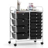 image:imageGiantex 10Drawer Rolling Storage Cart wWheels Handle Removable Drawers Mobile Organizer Storage Unit Trolley Utility Cart for Home Kitchen Living Room Office Play Room Green GradientBlack