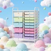 image:imageGiantex 10Drawer Rolling Storage Cart wWheels Handle Removable Drawers Mobile Organizer Storage Unit Trolley Utility Cart for Home Kitchen Living Room Office Play Room Green GradientPastel Ice Cream