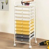image:imageGiantex 10Drawer Rolling Storage Cart wWheels Handle Removable Drawers Mobile Organizer Storage Unit Trolley Utility Cart for Home Kitchen Living Room Office Play Room Green GradientBeigeYellowGrey