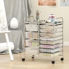 image:imageGiantex 10Drawer Rolling Storage Cart wWheels Handle Removable Drawers Mobile Organizer Storage Unit Trolley Utility Cart for Home Kitchen Living Room Office Play Room Green GradientClear