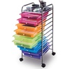 image:imageGiantex 10Drawer Rolling Storage Cart wWheels Handle Removable Drawers Mobile Organizer Storage Unit Trolley Utility Cart for Home Kitchen Living Room Office Play Room Green GradientMulticolor