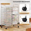 image:imageGiantex 10Drawer Rolling Storage Cart wWheels Handle Removable Drawers Mobile Organizer Storage Unit Trolley Utility Cart for Home Kitchen Living Room Office Play Room Green GradientClear