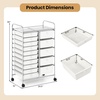 image:imageGiantex 10Drawer Rolling Storage Cart wWheels Handle Removable Drawers Mobile Organizer Storage Unit Trolley Utility Cart for Home Kitchen Living Room Office Play Room Green GradientIvory