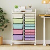 image:imageGiantex 10Drawer Rolling Storage Cart wWheels Handle Removable Drawers Mobile Organizer Storage Unit Trolley Utility Cart for Home Kitchen Living Room Office Play Room Green GradientPastel Ice Cream