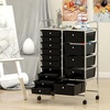 image:imageGiantex 10Drawer Rolling Storage Cart wWheels Handle Removable Drawers Mobile Organizer Storage Unit Trolley Utility Cart for Home Kitchen Living Room Office Play Room Green GradientBlack