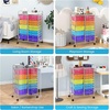image:imageGiantex 10Drawer Rolling Storage Cart wWheels Handle Removable Drawers Mobile Organizer Storage Unit Trolley Utility Cart for Home Kitchen Living Room Office Play Room Green GradientRedOrangeGreenBluePurple