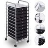 image:imageGiantex 10Drawer Rolling Storage Cart wWheels Handle Removable Drawers Mobile Organizer Storage Unit Trolley Utility Cart for Home Kitchen Living Room Office Play Room Green GradientBlack