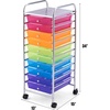 image:imageGiantex 10Drawer Rolling Storage Cart wWheels Handle Removable Drawers Mobile Organizer Storage Unit Trolley Utility Cart for Home Kitchen Living Room Office Play Room Green GradientMulticolor
