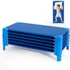image:imageGiantex Stackable Daycare Cots for Sleeping 53 L x 24 W Portable Nap Cots for Kids and Toddlers wEasy Lift Corners SpaceSaving Toddler Bed for Preschool Classroom Pet Daycare Pack of 6 MultiBlue