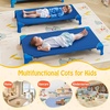 image:imageGiantex Stackable Daycare Cots for Sleeping 53 L x 24 W Portable Nap Cots for Kids and Toddlers wEasy Lift Corners SpaceSaving Toddler Bed for Preschool Classroom Pet Daycare Pack of 6 MultiBlue