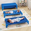 image:imageGiantex Stackable Daycare Cots for Sleeping 53 L x 24 W Portable Nap Cots for Kids and Toddlers wEasy Lift Corners SpaceSaving Toddler Bed for Preschool Classroom Pet Daycare Pack of 6 MultiBlue