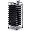 image:imageGiantex 10Drawer Rolling Storage Cart wWheels Handle Removable Drawers Mobile Organizer Storage Unit Trolley Utility Cart for Home Kitchen Living Room Office Play Room Green GradientBlack