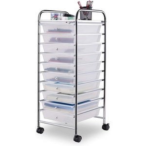 image:imageGiantex 10Drawer Rolling Storage Cart wWheels Handle Removable Drawers Mobile Organizer Storage Unit Trolley Utility Cart for Home Kitchen Living Room Office Play Room Green GradientClear