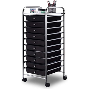 image:imageGiantex 10Drawer Rolling Storage Cart wWheels Handle Removable Drawers Mobile Organizer Storage Unit Trolley Utility Cart for Home Kitchen Living Room Office Play Room Green GradientBlack