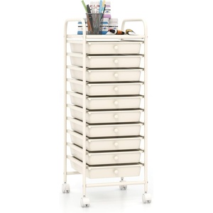 image:imageGiantex 10Drawer Rolling Storage Cart wWheels Handle Removable Drawers Mobile Organizer Storage Unit Trolley Utility Cart for Home Kitchen Living Room Office Play Room Green GradientIvory