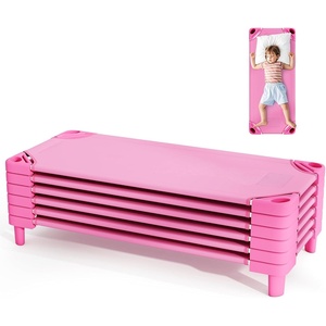 image:imageGiantex Stackable Daycare Cots for Sleeping 53 L x 24 W Portable Nap Cots for Kids and Toddlers wEasy Lift Corners SpaceSaving Toddler Bed for Preschool Classroom Pet Daycare Pack of 6 MultiPink