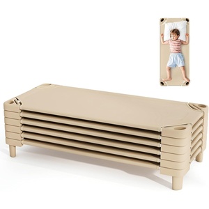 image:imageGiantex Stackable Daycare Cots for Sleeping 53 L x 24 W Portable Nap Cots for Kids and Toddlers wEasy Lift Corners SpaceSaving Toddler Bed for Preschool Classroom Pet Daycare Pack of 6 MultiSand