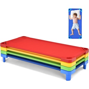 image:imageGiantex Stackable Daycare Cots for Sleeping 53 L x 24 W Portable Nap Cots for Kids and Toddlers wEasy Lift Corners SpaceSaving Toddler Bed for Preschool Classroom Pet Daycare Pack of 6 MultiMulti Color