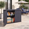image:imageGiantex 20 CuFt Outdoor Storage Cabinet Resin Storage Shed Navy  Adjustable Shelf Lockable 3Door Patio Storage Box for Garden Tools Cushions Pool SuppliesNavy