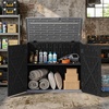 image:imageGiantex 20 CuFt Outdoor Storage Cabinet Resin Storage Shed Navy  Adjustable Shelf Lockable 3Door Patio Storage Box for Garden Tools Cushions Pool SuppliesBlack