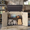 image:imageGiantex 20 CuFt Outdoor Storage Cabinet Resin Storage Shed Navy  Adjustable Shelf Lockable 3Door Patio Storage Box for Garden Tools Cushions Pool SuppliesBeige