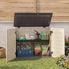 image:imageGiantex 20 CuFt Outdoor Storage Cabinet Resin Storage Shed Navy  Adjustable Shelf Lockable 3Door Patio Storage Box for Garden Tools Cushions Pool SuppliesBeige