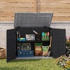 image:imageGiantex 20 CuFt Outdoor Storage Cabinet Resin Storage Shed Navy  Adjustable Shelf Lockable 3Door Patio Storage Box for Garden Tools Cushions Pool SuppliesBlack