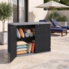 image:imageGiantex 20 CuFt Outdoor Storage Cabinet Resin Storage Shed Navy  Adjustable Shelf Lockable 3Door Patio Storage Box for Garden Tools Cushions Pool SuppliesBlack
