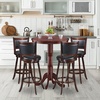 image:imageGiantex 3 Pcs Dining Table Set Wooden Pub Pedestal Side Table with Stable Base 360 Degrees Swivel Bar Stool Round Bar Table and Stools for Living Room Small Space Restaurant Dining Room Dinette5