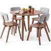 image:imageGiantex 375 Round Dining Table Set for 2 Rubber Wood Kitchen Table and Chairs with Padded Back 3 Piece Space Saving Dinner Table Set for Small Apartment Living Dining RoomGrey  Walnut