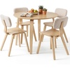 image:imageGiantex 375 Round Dining Table Set for 2 Rubber Wood Kitchen Table and Chairs with Padded Back 3 Piece Space Saving Dinner Table Set for Small Apartment Living Dining RoomBeige  Natural