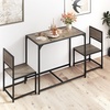 image:imageGiantex 3Piece Dining Table Set for 2 Small Industrial Kitchen Table with 2 Chairs Metal Frame Space Saving Dinette Set for Breakfast Nook Dinner Small Space Apartment Living Room Grey OakGrey