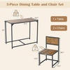 image:imageGiantex 3Piece Dining Table Set for 2 Small Industrial Kitchen Table with 2 Chairs Metal Frame Space Saving Dinette Set for Breakfast Nook Dinner Small Space Apartment Living Room Grey OakRustic Brown