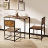 image:imageGiantex 3Piece Dining Table Set for 2 Small Industrial Kitchen Table with 2 Chairs Metal Frame Space Saving Dinette Set for Breakfast Nook Dinner Small Space Apartment Living Room Grey OakRustic Brown
