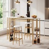 image:imageGiantex 3Pieces Bar Table Set for 2 60 Pub Tables with 2 Padded Stools Faux Marble Tabletop Storage Shelves NonSlip Foot Pads Dining Table Set for Dinette Dining Room Golden and WhiteGolden and White