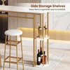 image:imageGiantex 3Pieces Bar Table Set for 2 60 Pub Tables with 2 Padded Stools Faux Marble Tabletop Storage Shelves NonSlip Foot Pads Dining Table Set for Dinette Dining Room Golden and WhiteGolden and White