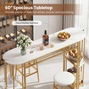 image:imageGiantex 3Pieces Bar Table Set for 2 60 Pub Tables with 2 Padded Stools Faux Marble Tabletop Storage Shelves NonSlip Foot Pads Dining Table Set for Dinette Dining Room Golden and WhiteGolden and White