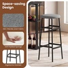image:imageGiantex 3Pieces Bar Table Set for 2 60 Pub Tables with 2 Padded Stools Faux Marble Tabletop Storage Shelves NonSlip Foot Pads Dining Table Set for Dinette Dining Room Golden and WhiteBlack