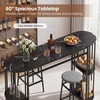 image:imageGiantex 3Pieces Bar Table Set for 2 60 Pub Tables with 2 Padded Stools Faux Marble Tabletop Storage Shelves NonSlip Foot Pads Dining Table Set for Dinette Dining Room Golden and WhiteBlack