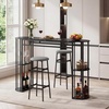 image:imageGiantex 3Pieces Bar Table Set for 2 60 Pub Tables with 2 Padded Stools Faux Marble Tabletop Storage Shelves NonSlip Foot Pads Dining Table Set for Dinette Dining Room Golden and WhiteBlack