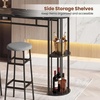 image:imageGiantex 3Pieces Bar Table Set for 2 60 Pub Tables with 2 Padded Stools Faux Marble Tabletop Storage Shelves NonSlip Foot Pads Dining Table Set for Dinette Dining Room Golden and WhiteBlack